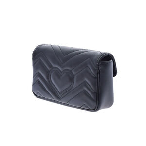 Gucci GG Calfskin Shoulder Bag Marmont Quilted Leather Super Black